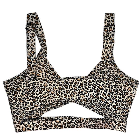 Kittenish by Jessie James Decker Animal Print Cutout Bikini Top Size Medium - Picture 8 of 11